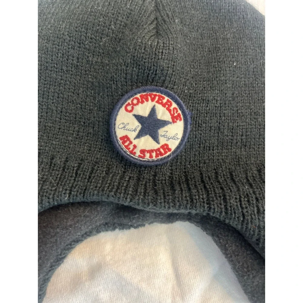 Converse Black Trapper Hat Winter Warm Fleece Lined Ear Flaps Infant‎